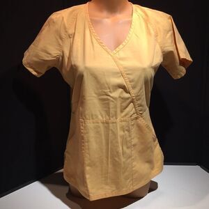 Koi Fitted Scrub Top - Peach Color Size Small